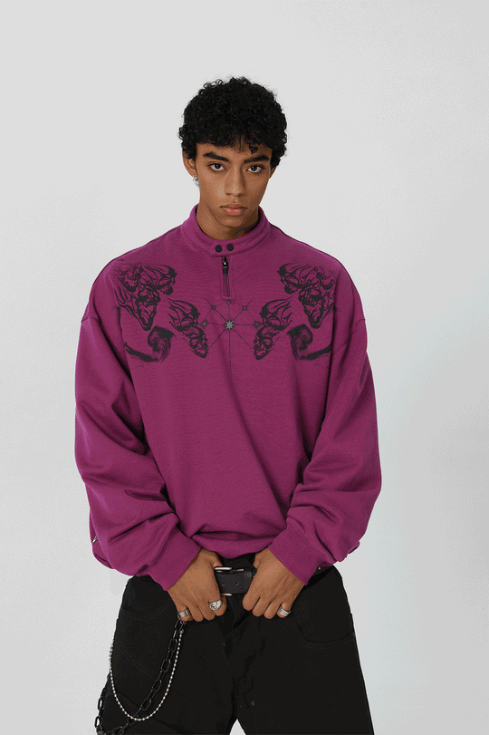 JHYQ Screen Printed Half Zip Sweatshirt