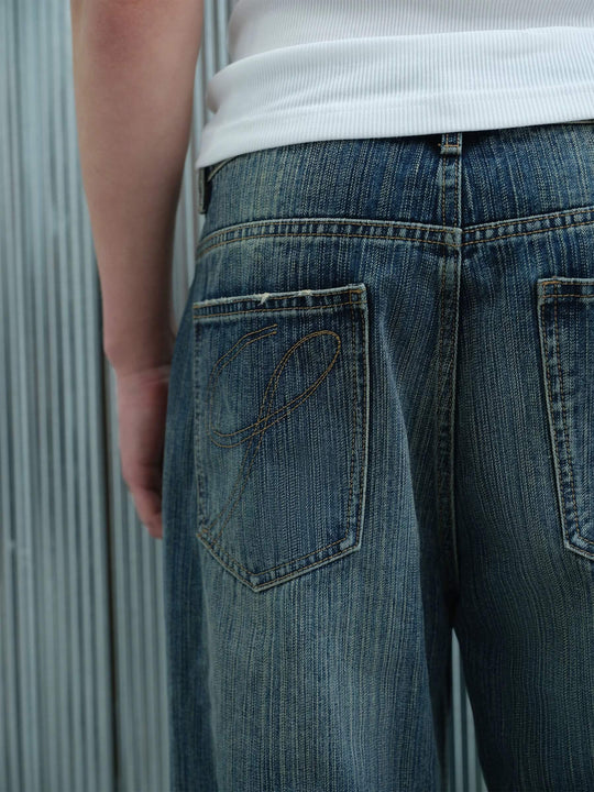 S45 Vintage Washed Distressed Slight Flare Jeans | Face 3 Face