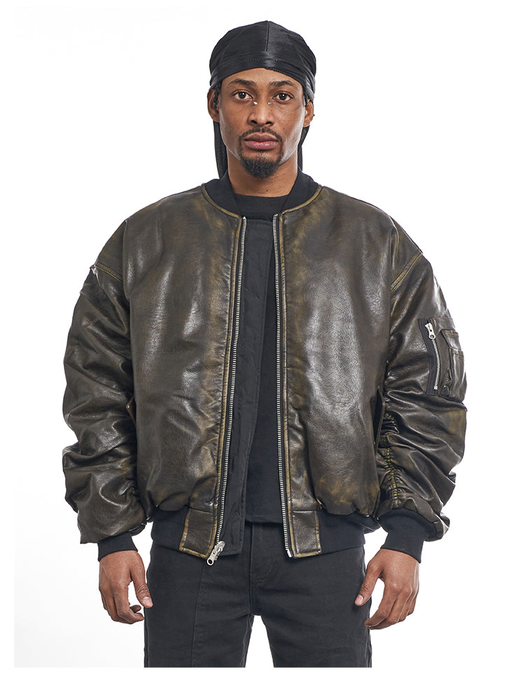 F3F Select Reversible PU Leather MA-1 Bomber Jacket | Face 3 Face