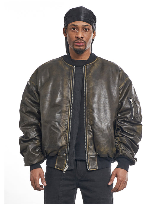 F3F Select Reversible PU Leather MA-1 Bomber Jacket | Face 3 Face