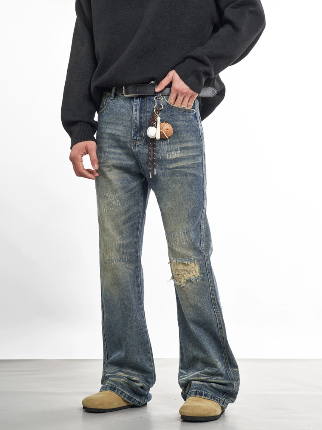 F3F Select Needle Embroidery Hole Micro Flare Jeans | Face 3 Face