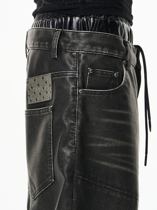 BLIND NO PLAN Hand-Whiskered Baggy Leather Pants | Face 3 Face