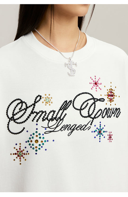 Small Town Kid Colorful Fireworks Rhinestone Tee | Face 3 Face