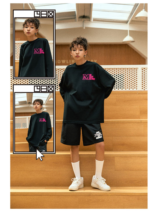 MEDM M Logo Embroidered Long Sleeve Tee | Face 3 Face