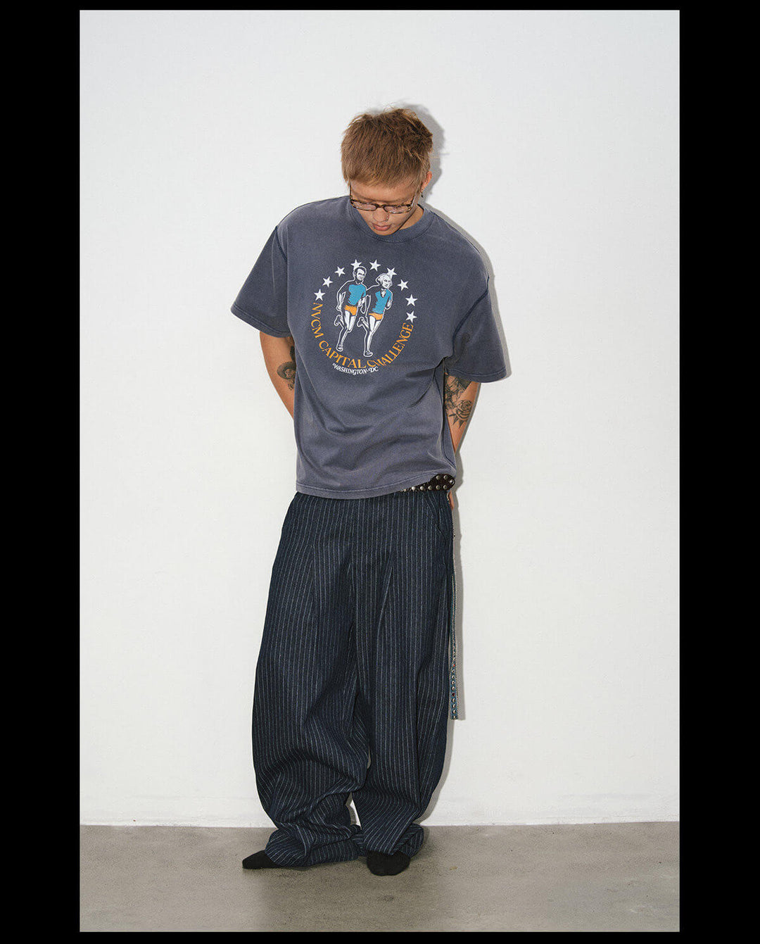 NOVACAM Running Graphic Print Washed Short Sleeve Tee | Face 3 Face