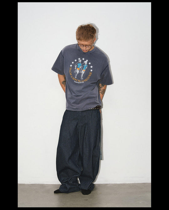 NOVACAM Running Graphic Print Washed Short Sleeve Tee | Face 3 Face