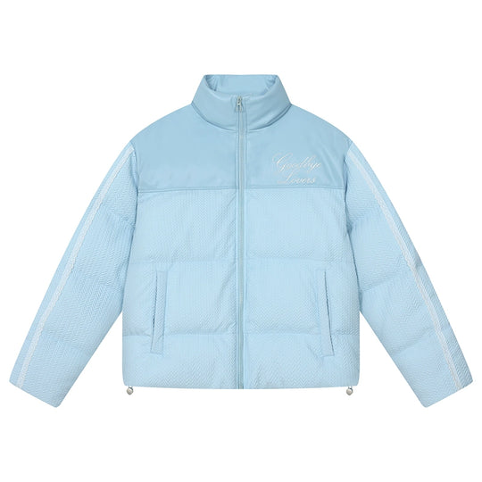 Harsh and Cruel PU Leather Lace Panel Short Puffer Jacket | Face 3 Face