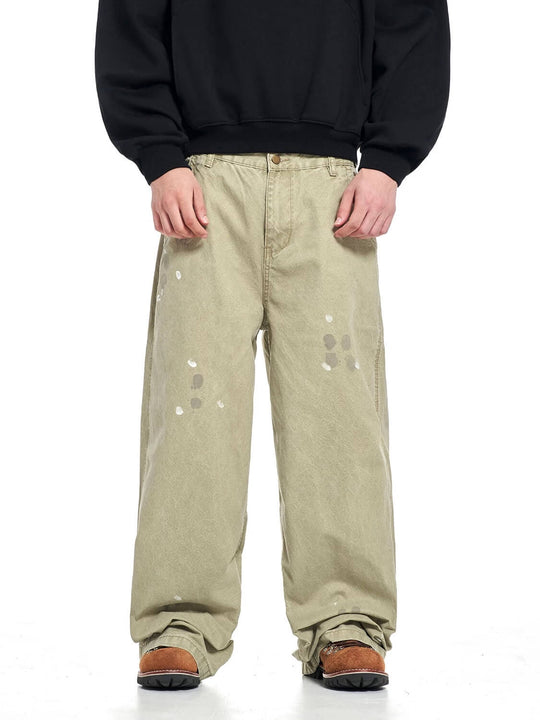 F3F Select Paint Splatter Washed Baggy Work Pants | Face 3 Face