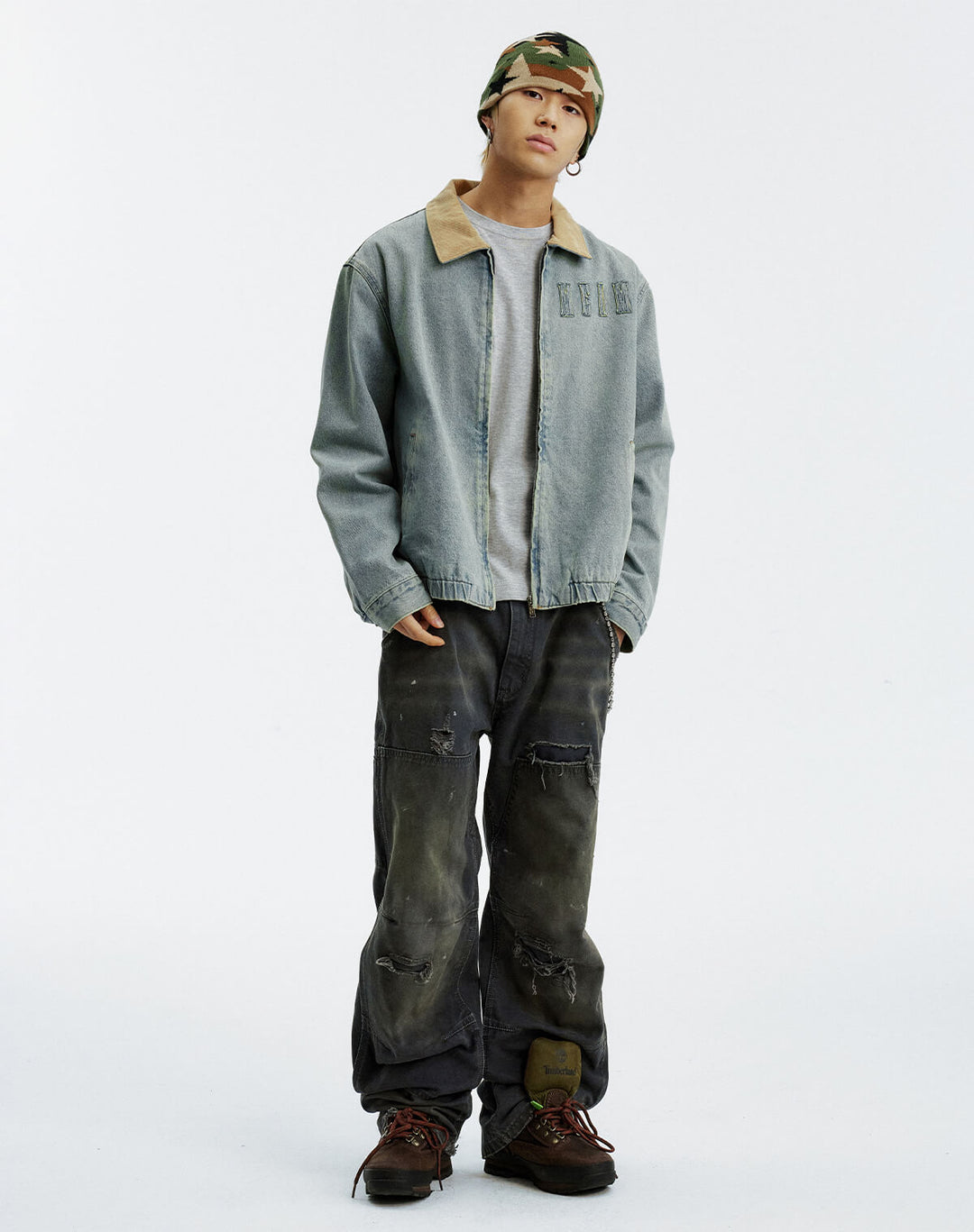 MEDM Corduroy Collar Washed Denim Jacket | Face 3 Face