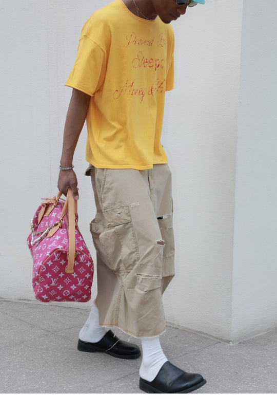 STEEPC Contrast Old Print Boxy Knit Tee | Face 3 Face