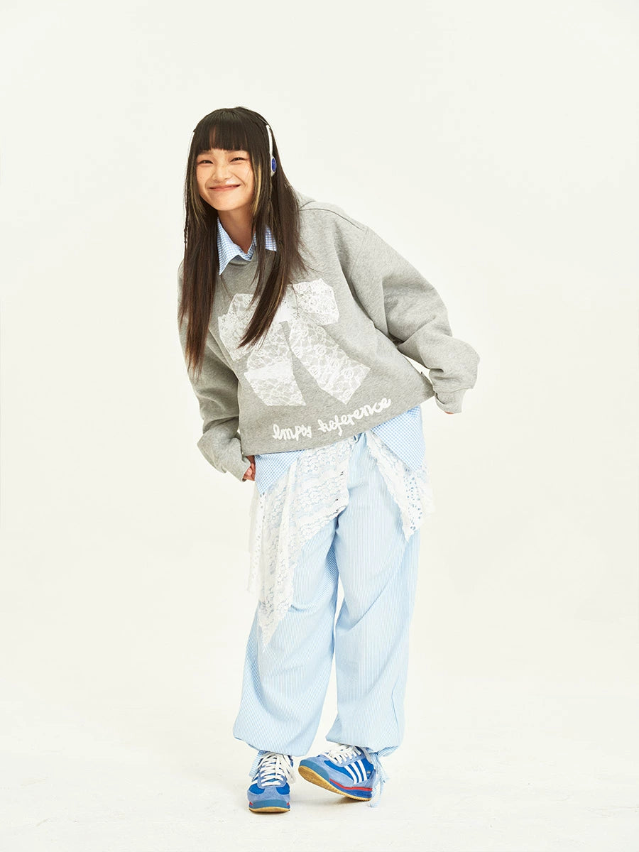 EMPTY REFERENCE Lace Bow Printed Hoodie | Face 3 Face