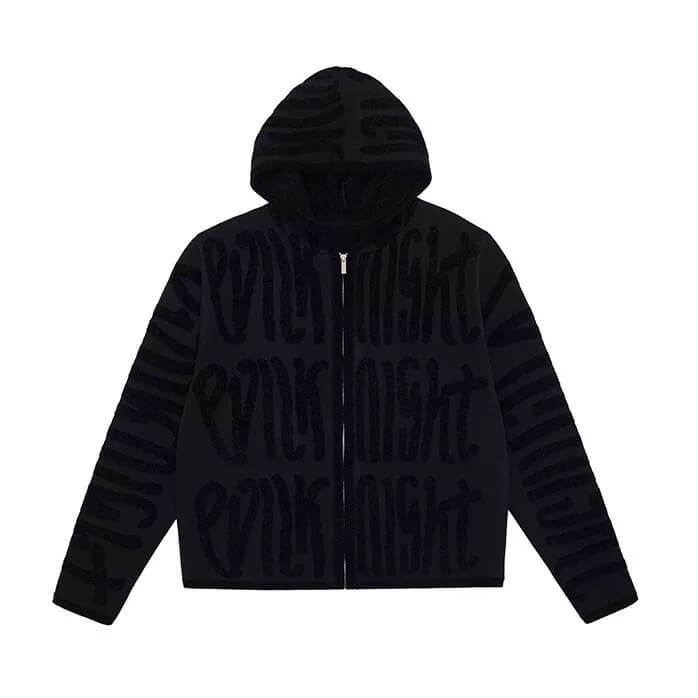 EVILKNIGHT(EK) Jacquard Knit Zip Up Hoodie
