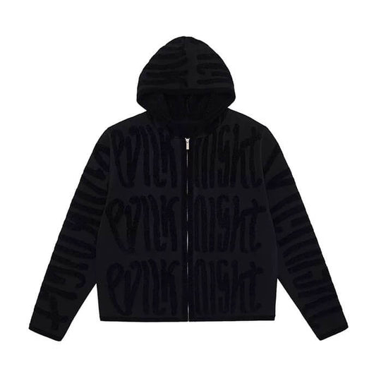 EVILKNIGHT(EK) Jacquard Knit Zip Up Hoodie
