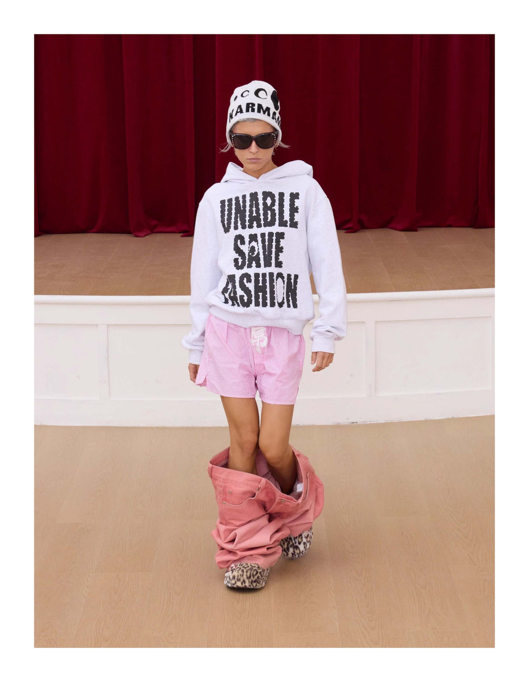 KARMANISTIC Rhinestone Embellished Slogan Print Hoodie | Face 3 Face