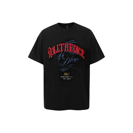 1807 ROLLTHEDICE Patch Embroidered Printed Aged Tee | Face 3 Face