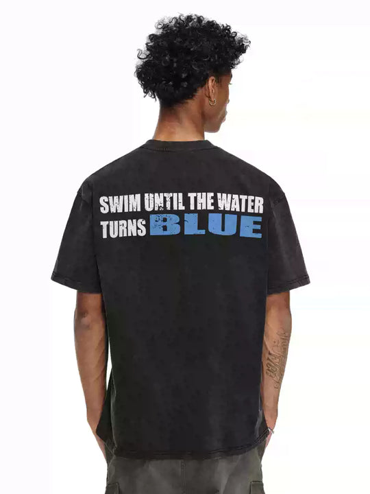 ANTIDOTE Blue Slogan Washed Tee | Face 3 Face