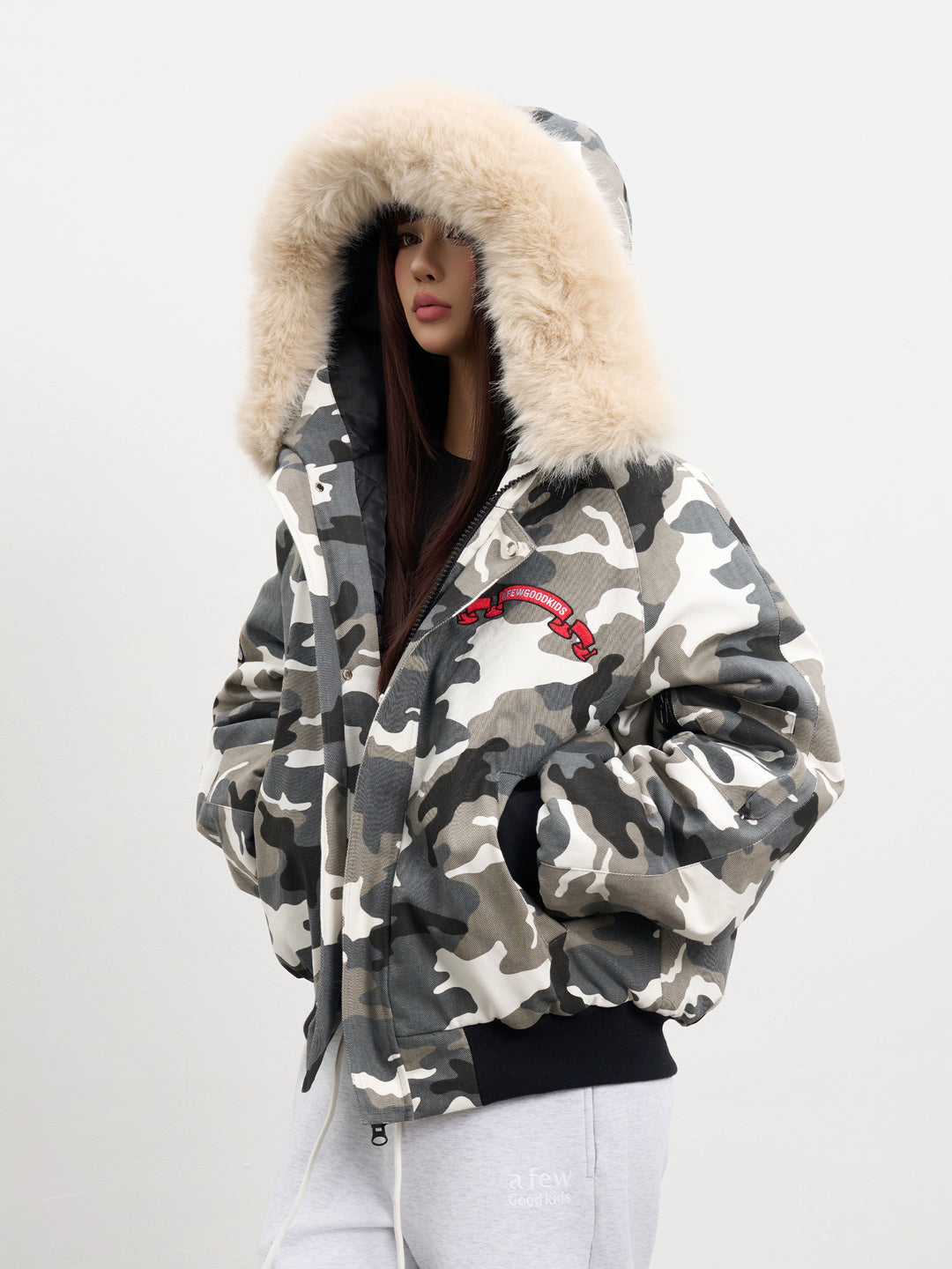 AFGK Fur Hooded Camouflage Military Jacket | Face 3 Face