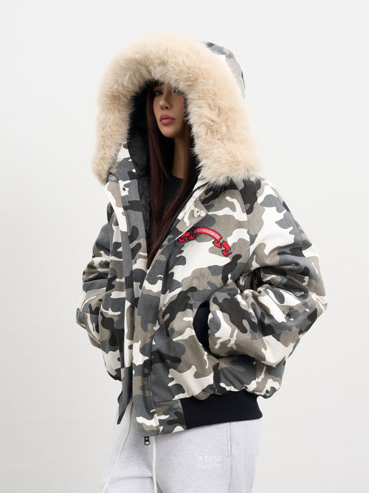 AFGK Fur Hooded Camouflage Military Jacket | Face 3 Face