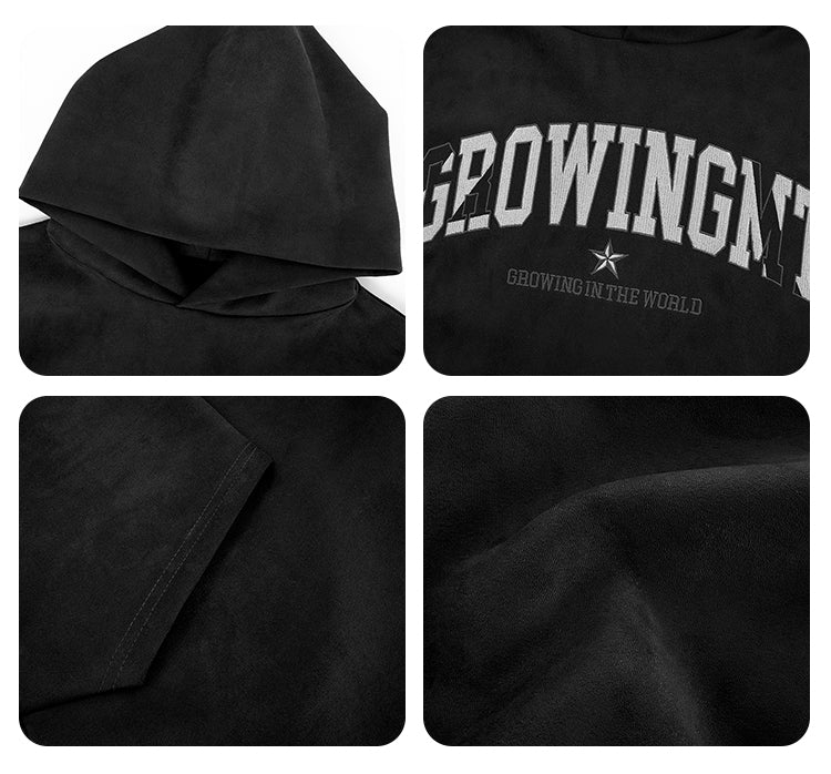 F3F Select Embroidered Faux Suede Hoodie | Face 3 Face