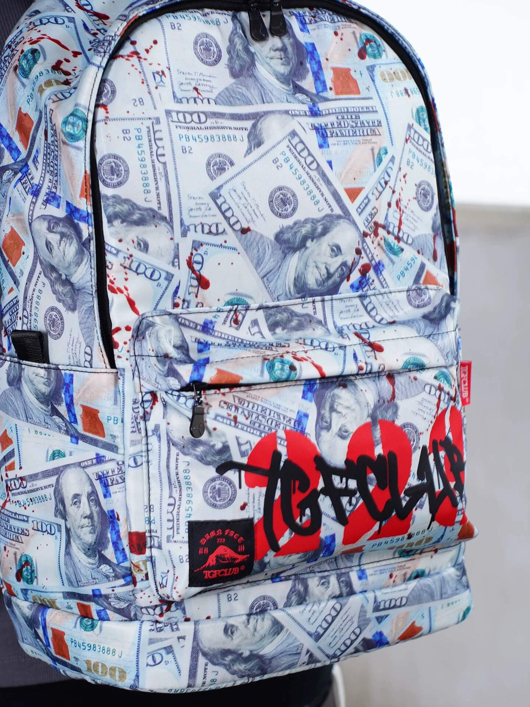 TGFCLUB Graffiti Dollar Bill All Over Printed Backpack | Face 3 Face