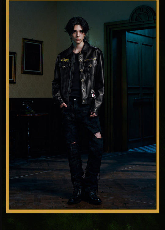 MEDM × HUNTER×HUNTER Phantom Troupe Spider Patch PU Leather Jacket