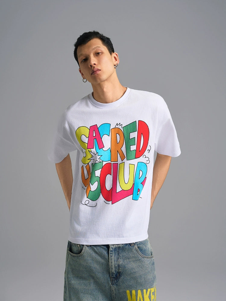S45 Cartoon-Style Slogan Print Tee | Face 3 Face