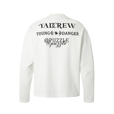 YADcrew Basic Printed Slogan Long Sleeve Tee | Face 3 Face