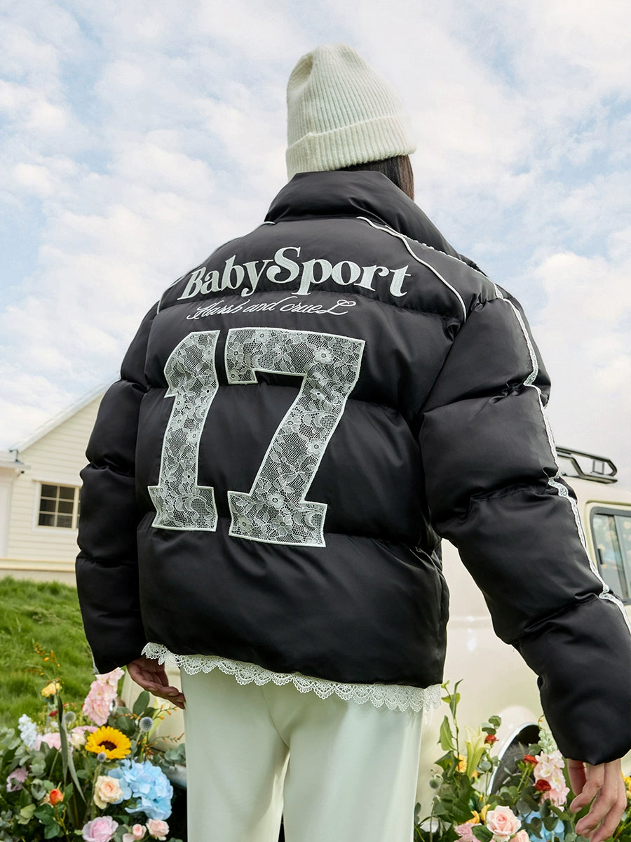 Harsh and Cruel Lace Patchwork Sport Down Jacket | Face 3 Face