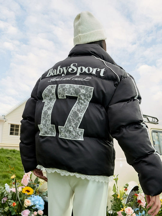 Harsh and Cruel Lace Patchwork Sport Down Jacket | Face 3 Face