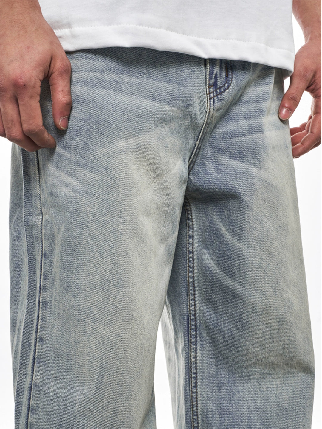 F3F Select Heavily Washed Vintage Light Blue Baggy Jeans | Face 3 Face