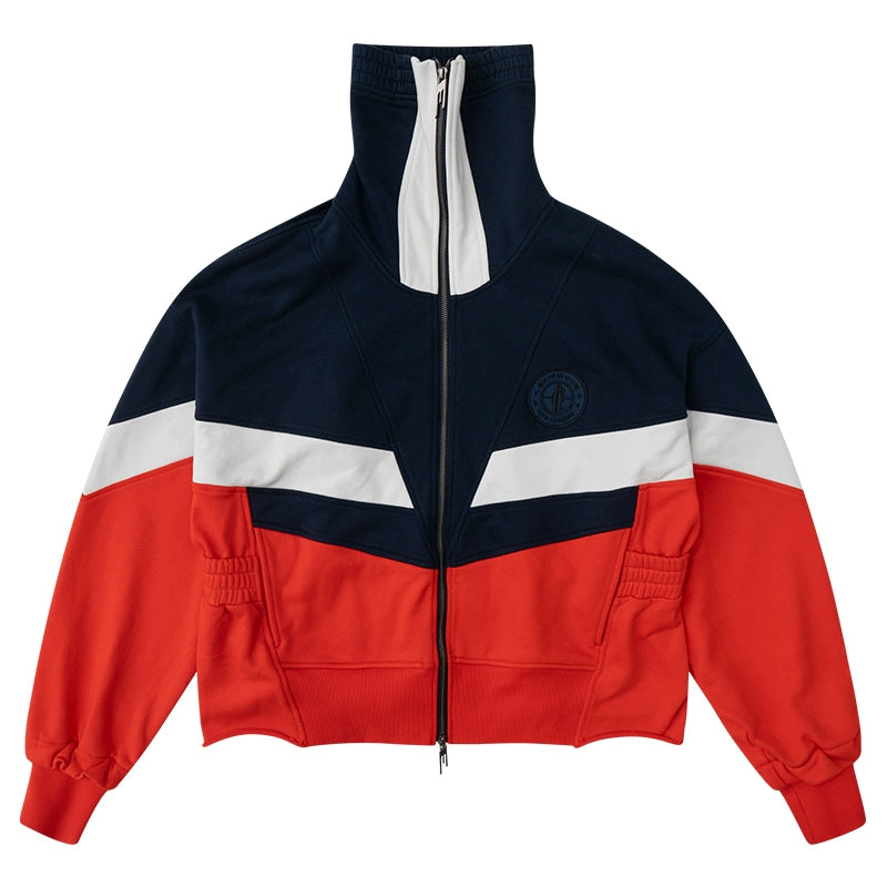 BLIND NO PLAN Colorblocked High Neck Jersey Track Jacket | Face 3 Face