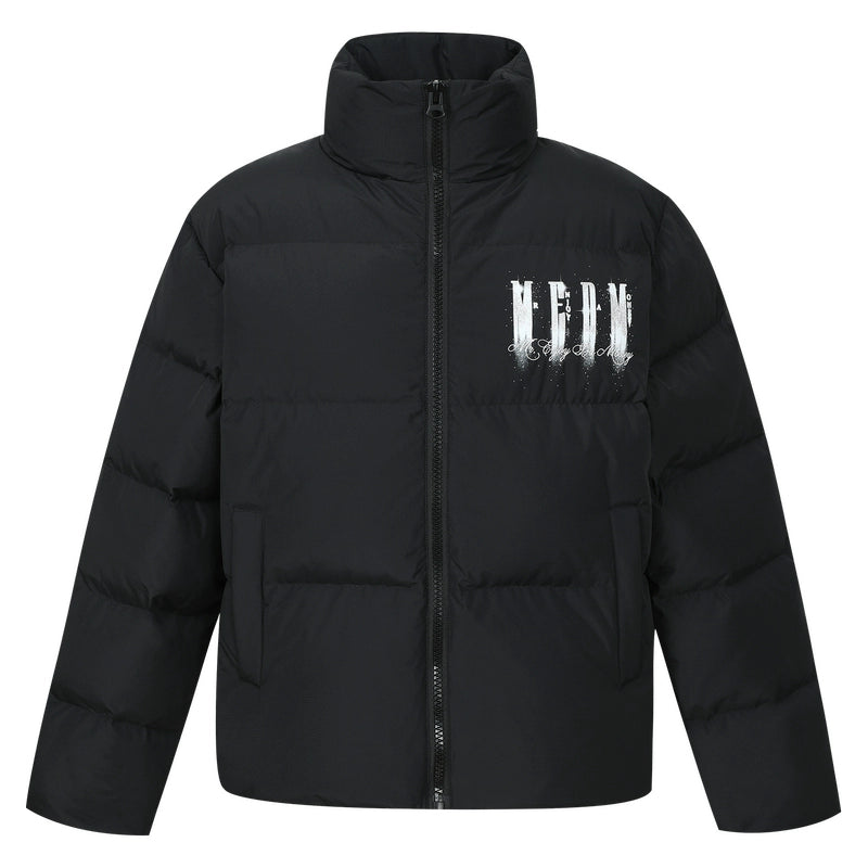 MEDM Rhinestone Studded Logo Down Jacket | Face 3 Face