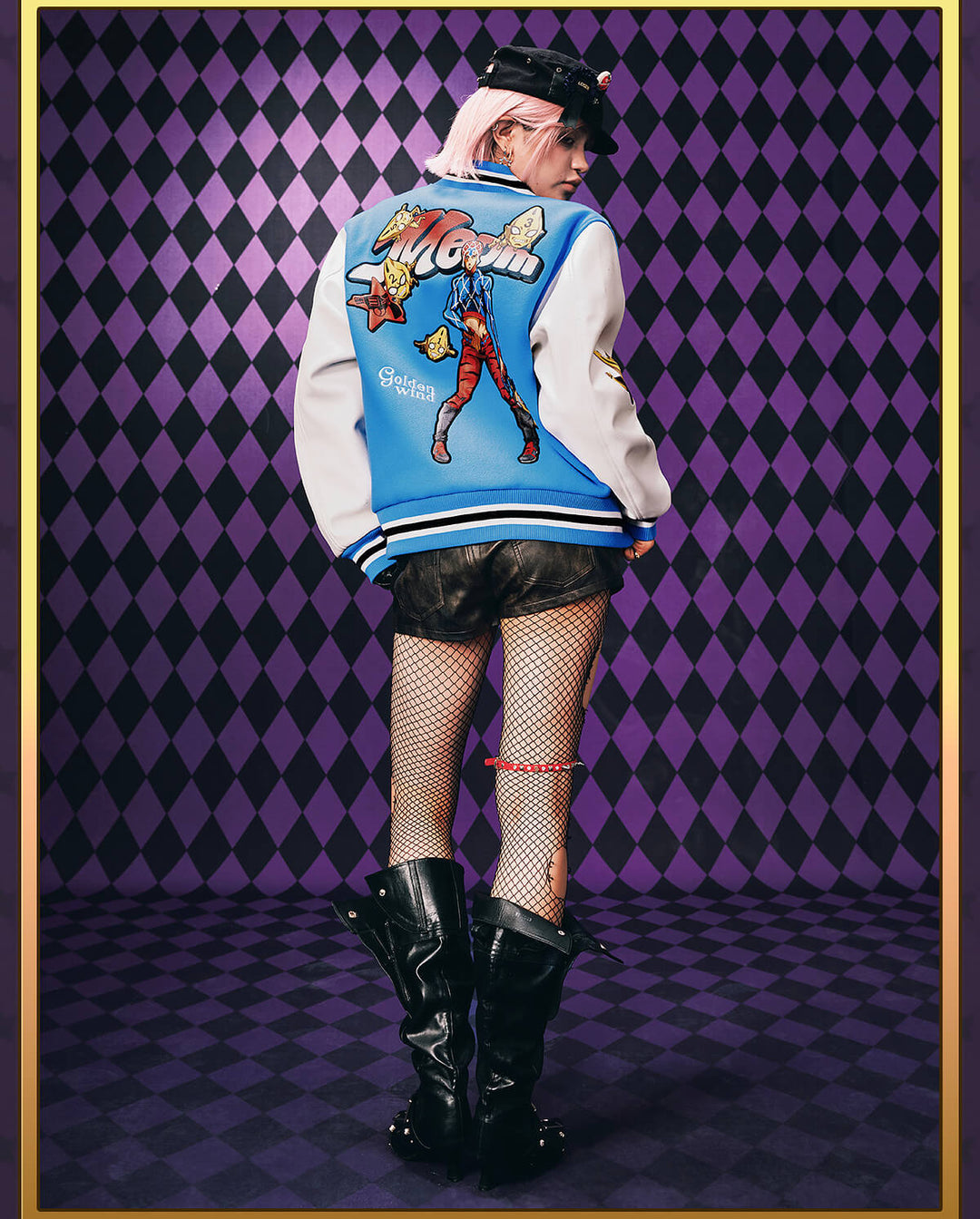MEDM × JOJO Embroidered Patch Varsity Jacket | Face 3 Face