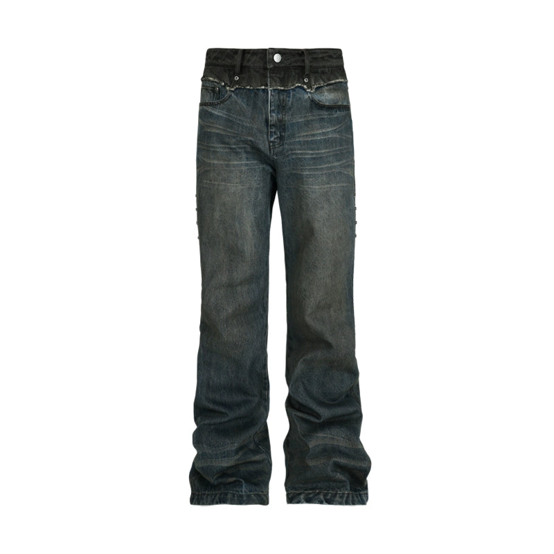 ANTIDOTE Dirty Blue Destroyed Studded Bootcut Jeans | Face 3 Face
