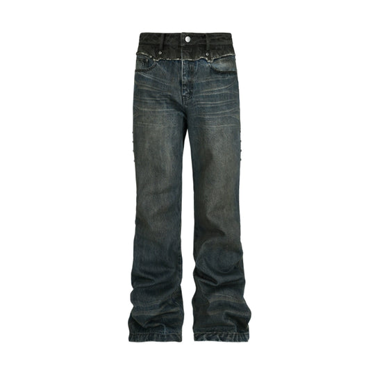 ANTIDOTE Dirty Blue Destroyed Studded Bootcut Jeans | Face 3 Face