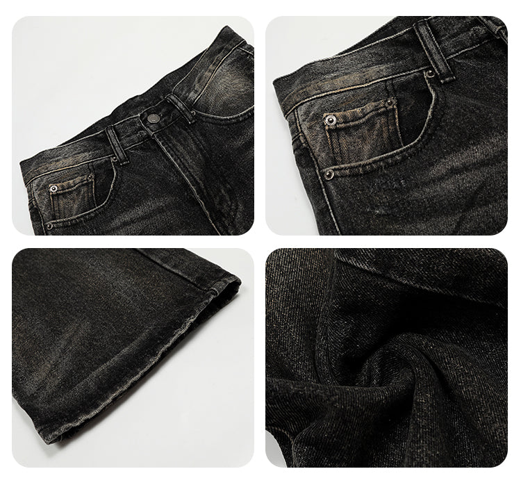 F3F Select Washed Hole Patch Black Gray Jeans | Face 3 Face