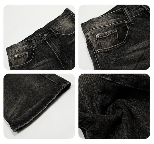F3F Select Washed Hole Patch Black Gray Jeans | Face 3 Face