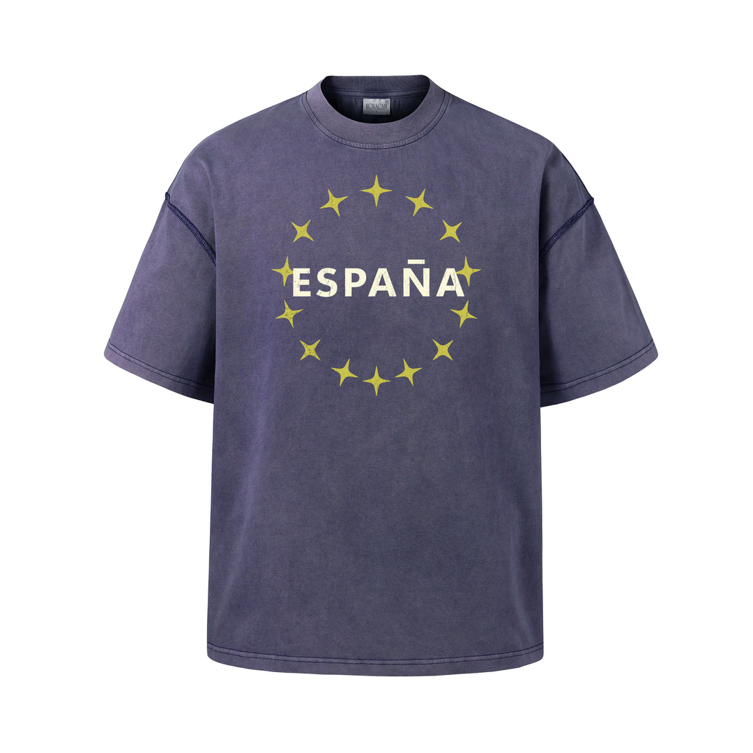 NOVACAM Vintage Washed Circle Star Print Short Sleeve Tee | Face 3 Face