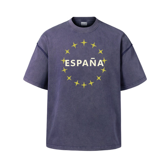 NOVACAM Vintage Washed Circle Star Print Short Sleeve Tee | Face 3 Face
