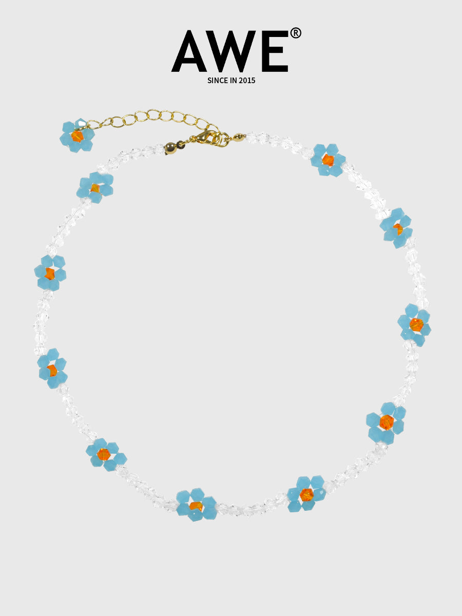 AWE Crystal Beaded Flower Necklace | Face 3 Face