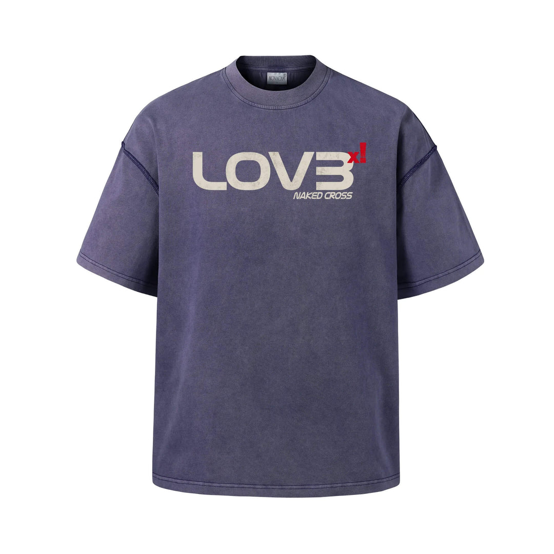 NOVACAM Love Graphic Print Washed Short Sleeve Tee | Face 3 Face