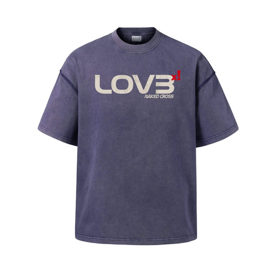 NOVACAM Love Graphic Print Washed Short Sleeve Tee | Face 3 Face