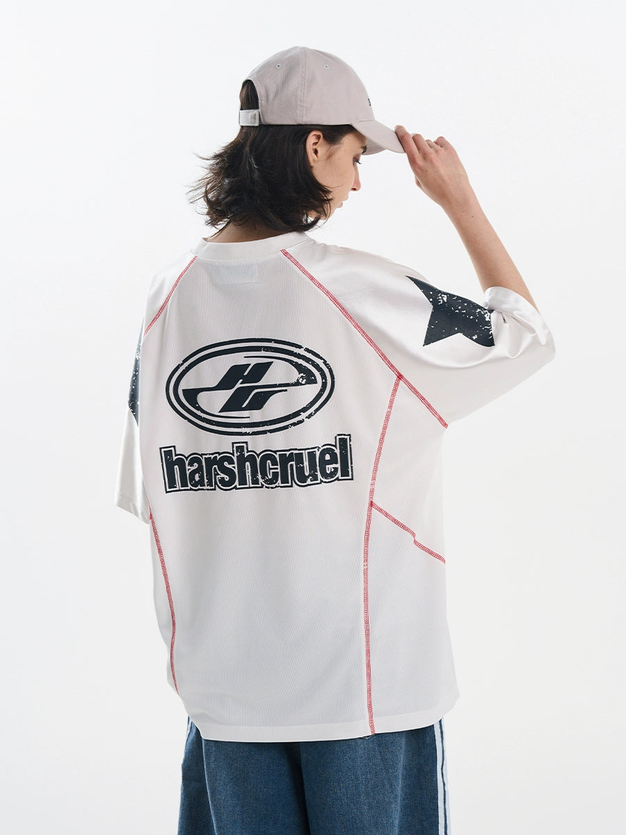 Harsh and Cruel Mesh Panel Raglan Sleeve Boxing Tee