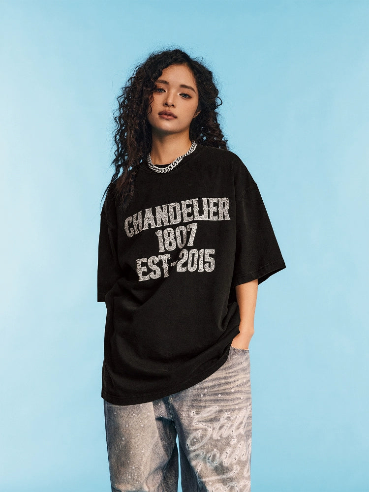 1807 SWAROVSKI Crystal Diamond Print Washed Tee | Face 3 Face