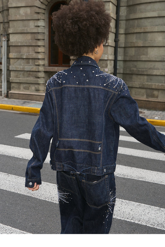 STEEPC Fireworks Rhinestone Denim Jacket | Face 3 Face