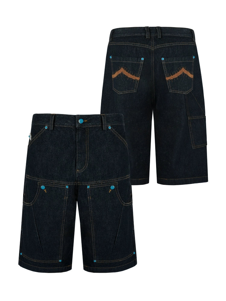 ANTIDOTE Blue Stone Studded Denim Shorts | Face 3 Face