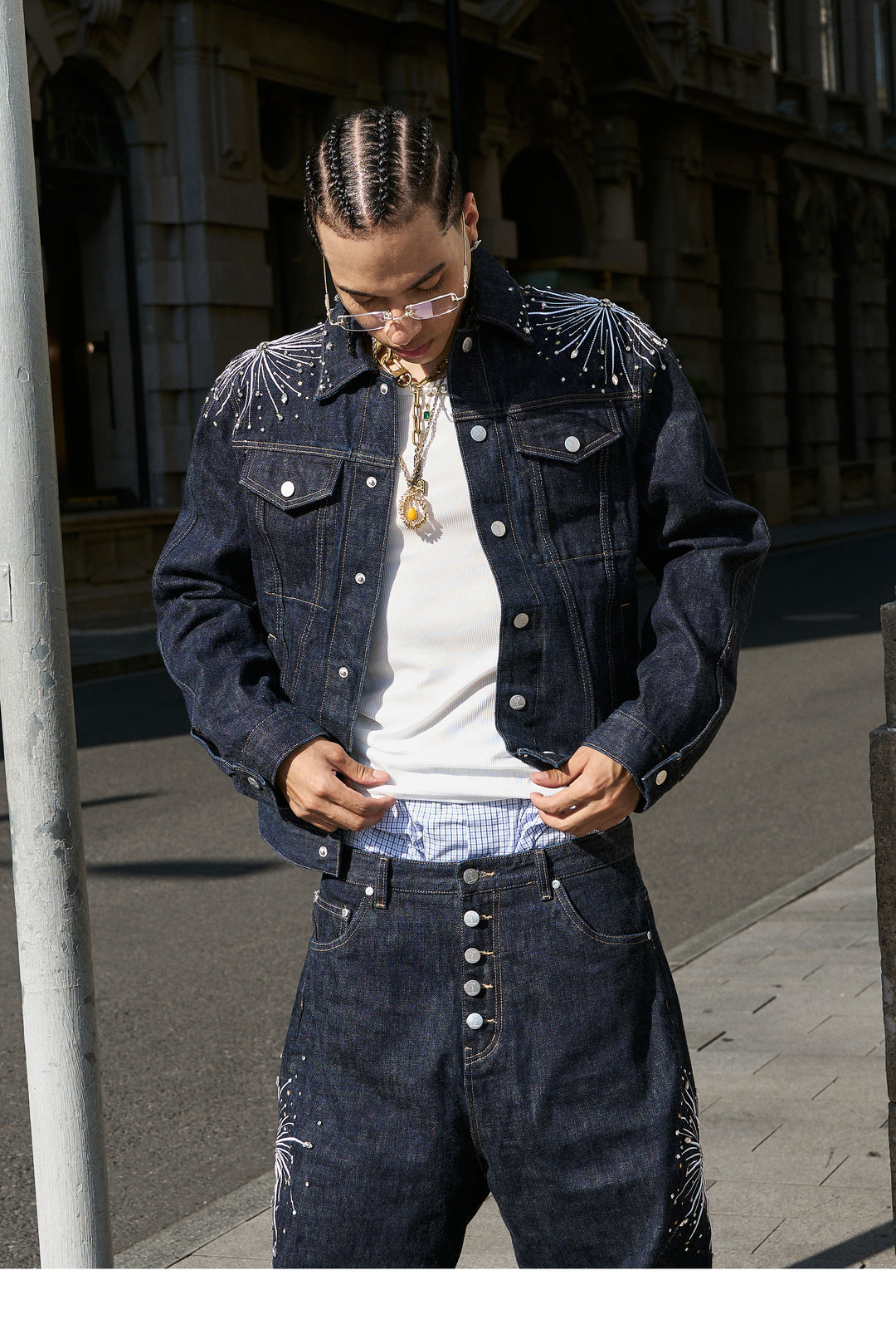 STEEPC Fireworks Rhinestone Denim Jacket | Face 3 Face
