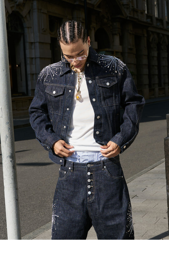STEEPC Fireworks Rhinestone Denim Jacket | Face 3 Face
