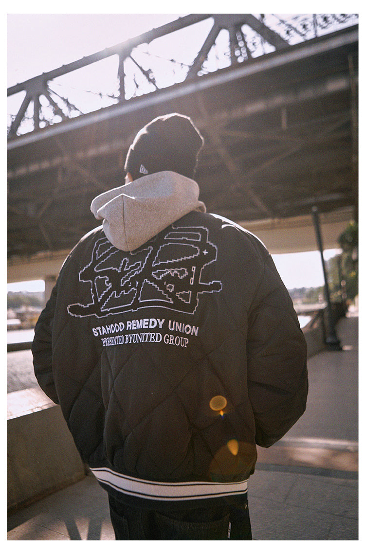 Remedy x STA STARMD Embroidered Quilted Hoodie Jacket | Face 3 Face