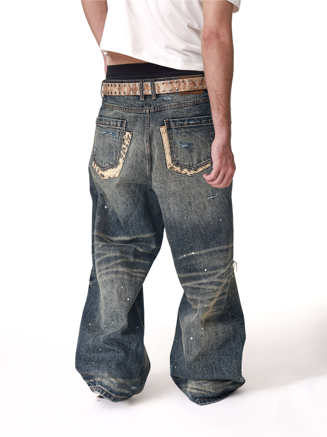 ANTIDOTE Distressed Leopard Patchwork Washed Jeans | Face 3 Face